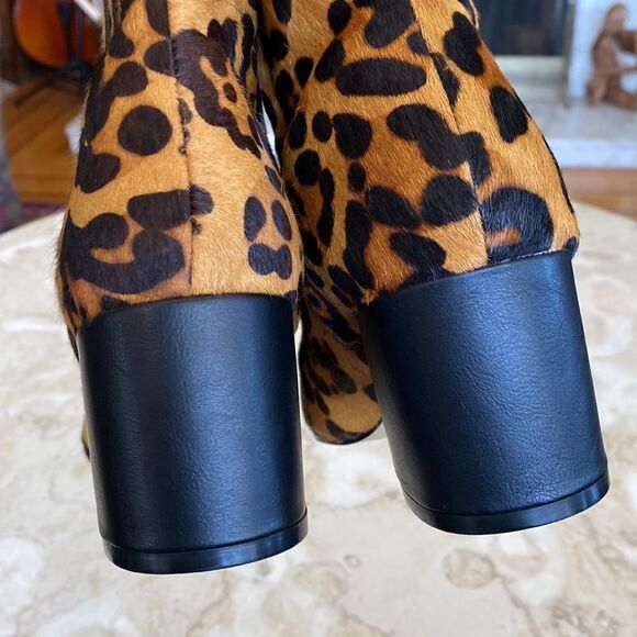 NWOT Urban Outfitters Pony Hair Leopard Print Ankle Boots - Picture 8 of 13